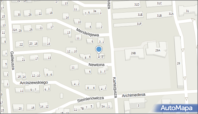 Warszawa, Newtona Izaaka, 4, mapa Warszawy