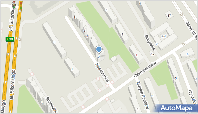 Warszawa, Neseberska, 2, mapa Warszawy