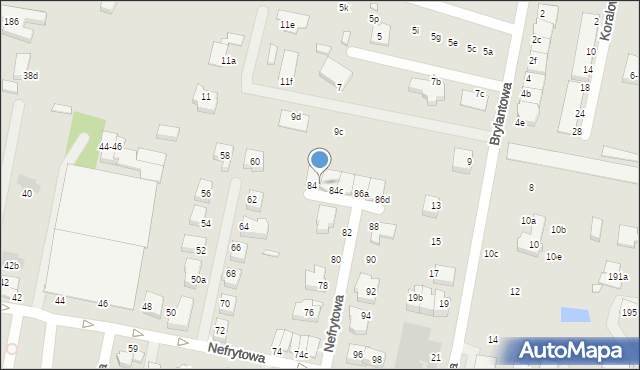 Wrocław, Nefrytowa, 84a, mapa Wrocławia