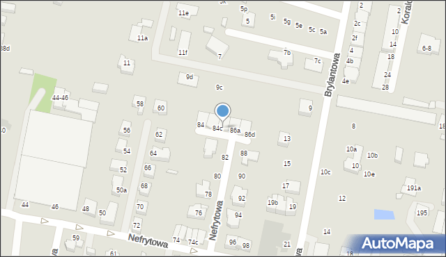Wrocław, Nefrytowa, 84d, mapa Wrocławia