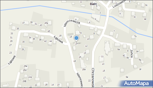 Balin, Niemcewicza Juliana Ursyna, 17, mapa Balin