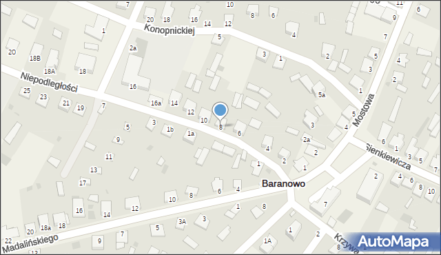 Baranowo, Niepodległości, 8, mapa Baranowo