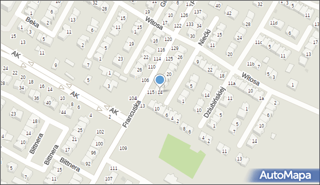 Biała Podlaska, Niećki Józefa, 14, mapa Białej Podlaskiej