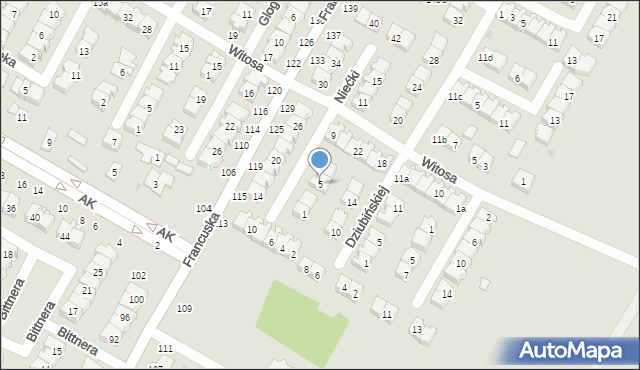 Biała Podlaska, Niećki Józefa, 5, mapa Białej Podlaskiej