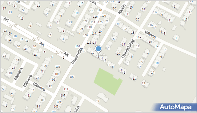 Biała Podlaska, Niećki Józefa, 6, mapa Białej Podlaskiej