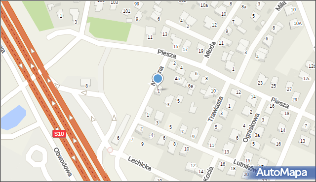 Białe Błota, Nizinna, 1, mapa Białe Błota