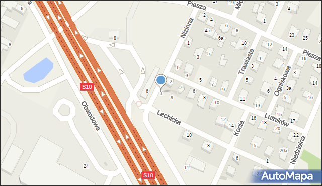 Białe Błota, Nizinna, 7, mapa Białe Błota