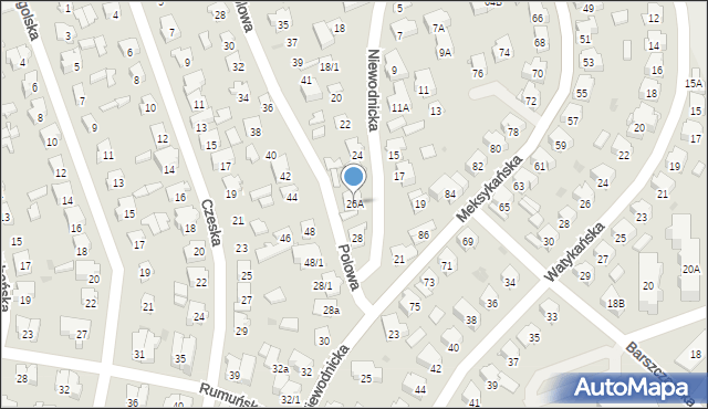 Białystok, Niewodnicka, 26A, mapa Białegostoku