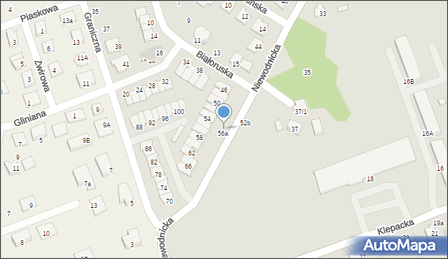 Białystok, Niewodnicka, 56b, mapa Białegostoku