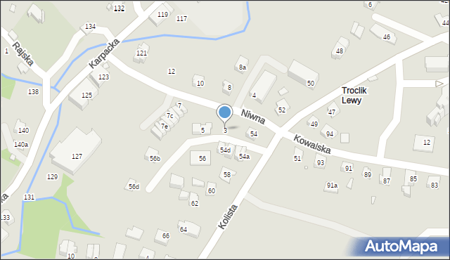 Bielsko-Biała, Niwna, 3, mapa Bielsko-Białej