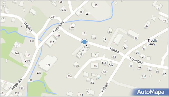Bielsko-Biała, Niwna, 7b, mapa Bielsko-Białej