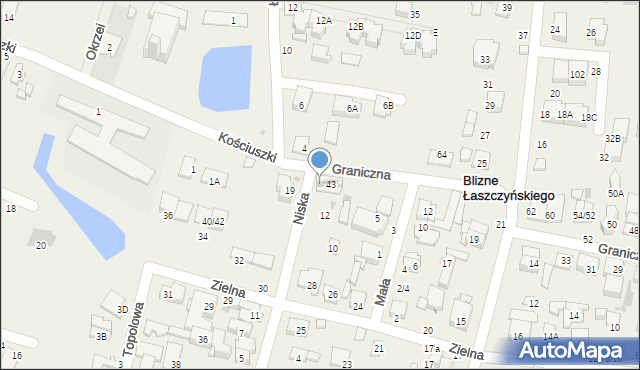Blizne Łaszczyńskiego, Niska, 14, mapa Blizne Łaszczyńskiego