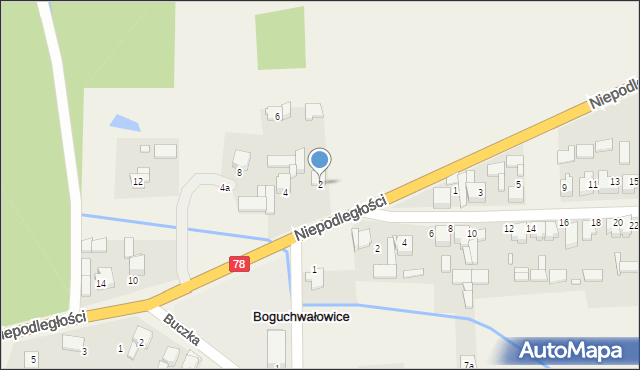 Boguchwałowice, Niepodległości, 2, mapa Boguchwałowice