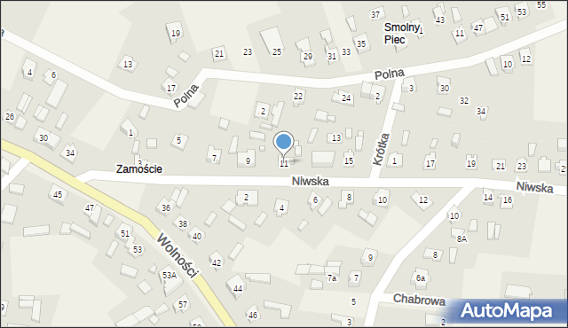 Boronów, Niwska, 11, mapa Boronów