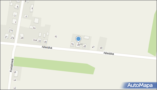 Boronów, Niwska, 43, mapa Boronów