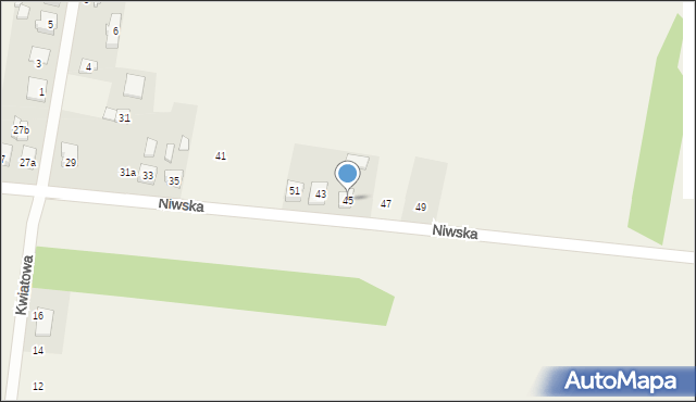 Boronów, Niwska, 45, mapa Boronów
