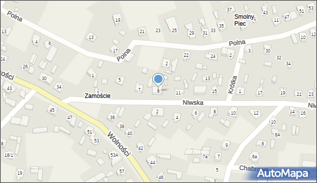 Boronów, Niwska, 9, mapa Boronów