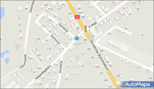 Bytom, Niepodległości, 1, mapa Bytomia