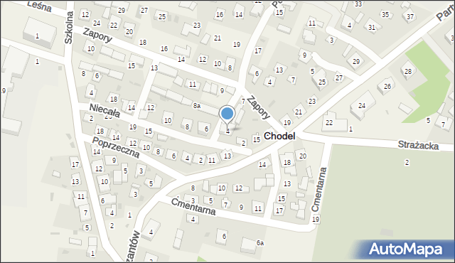 Chodel, Niecała, 4, mapa Chodel