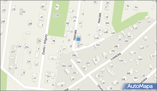 Chotomów, Niecała, 14, mapa Chotomów