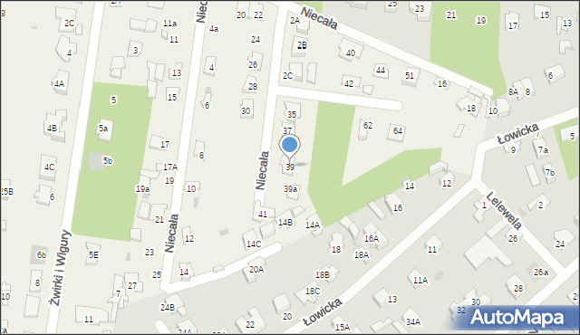 Chotomów, Niecała, 39, mapa Chotomów