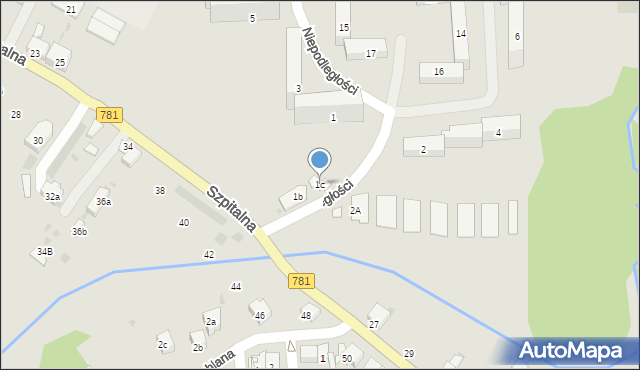 Chrzanów, Niepodległości, 1c, mapa Chrzanów