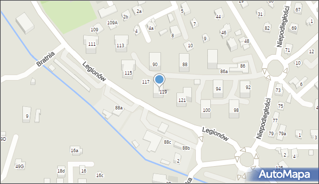 Czechowice-Dziedzice, Niepodległości, 102, mapa Czechowic-Dziedzic