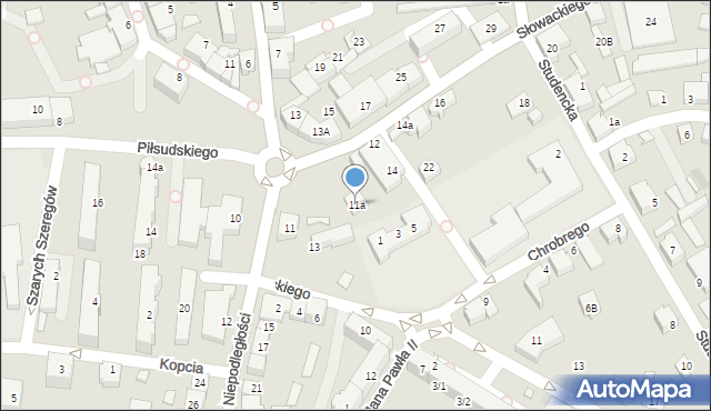 Czechowice-Dziedzice, Niepodległości, 11a, mapa Czechowic-Dziedzic