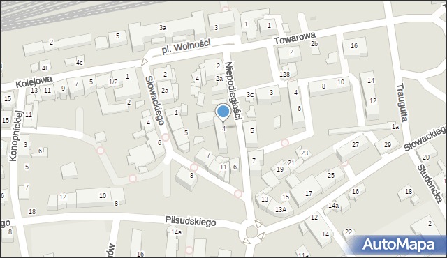 Czechowice-Dziedzice, Niepodległości, 4, mapa Czechowic-Dziedzic