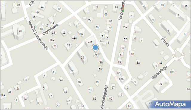 Czechowice-Dziedzice, Niepodległości, 76, mapa Czechowic-Dziedzic