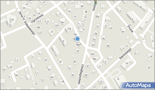 Czechowice-Dziedzice, Niepodległości, 76a, mapa Czechowic-Dziedzic