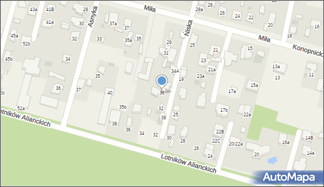 Dziekanów Leśny, Niska, 36, mapa Dziekanów Leśny