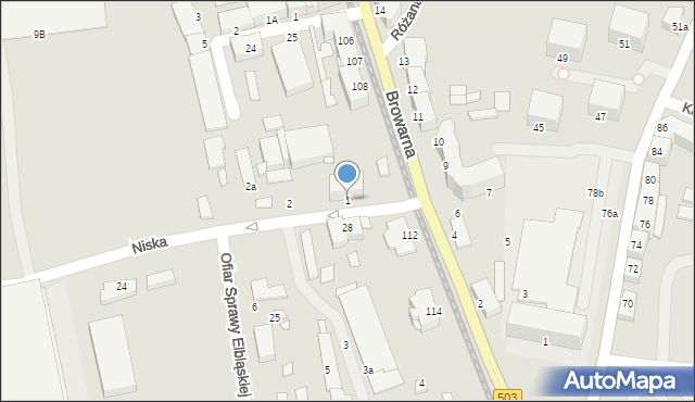 Elbląg, Niska, 1, mapa Elbląga