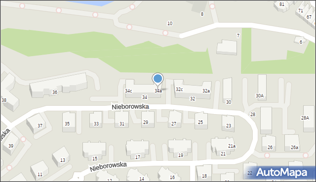 Gdańsk, Nieborowska, 34a, mapa Gdańska