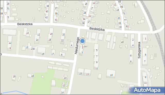 Gliwice, Niedurnego Piotra, 1, mapa Gliwic