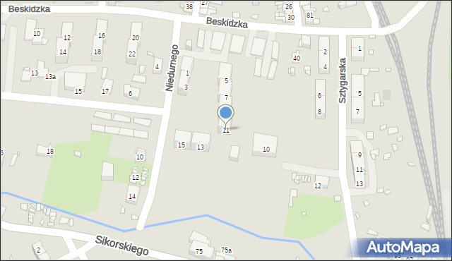 Gliwice, Niedurnego Piotra, 11, mapa Gliwic