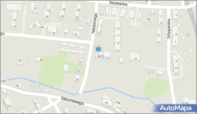 Gliwice, Niedurnego Piotra, 15, mapa Gliwic
