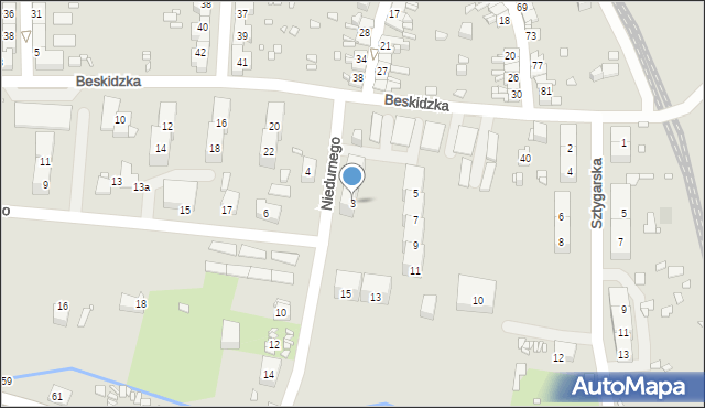 Gliwice, Niedurnego Piotra, 3, mapa Gliwic