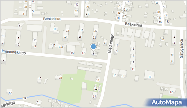 Gliwice, Niedurnego Piotra, 6, mapa Gliwic