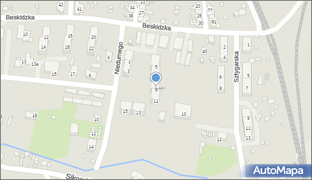 Gliwice, Niedurnego Piotra, 9, mapa Gliwic