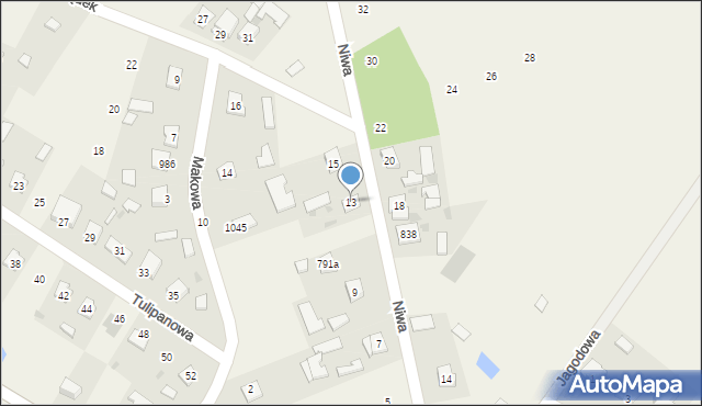 Grębów, Niwa, 13, mapa Grębów