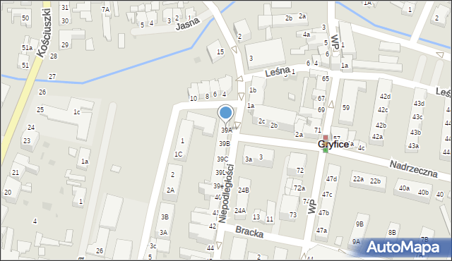 Gryfice, Niepodległości, 39A, mapa Gryfice