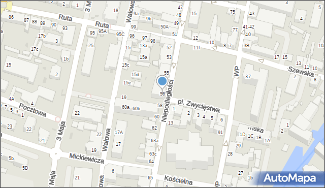 Gryfice, Niepodległości, 56, mapa Gryfice