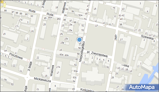Gryfice, Niepodległości, 57, mapa Gryfice