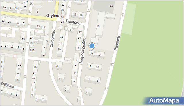 Gryfino, Niepodległości, 12, mapa Gryfino