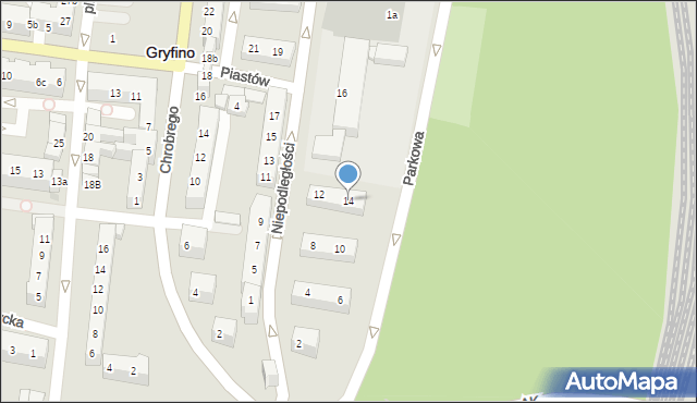 Gryfino, Niepodległości, 14, mapa Gryfino