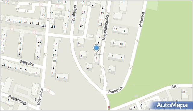 Gryfino, Niepodległości, 3, mapa Gryfino