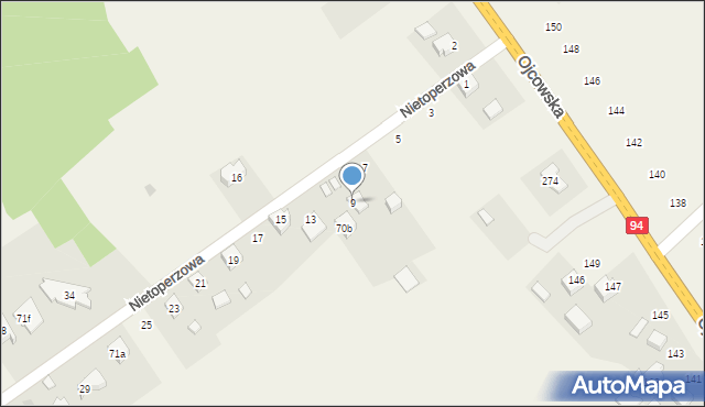 Jerzmanowice, Nietoperzowa, 9, mapa Jerzmanowice