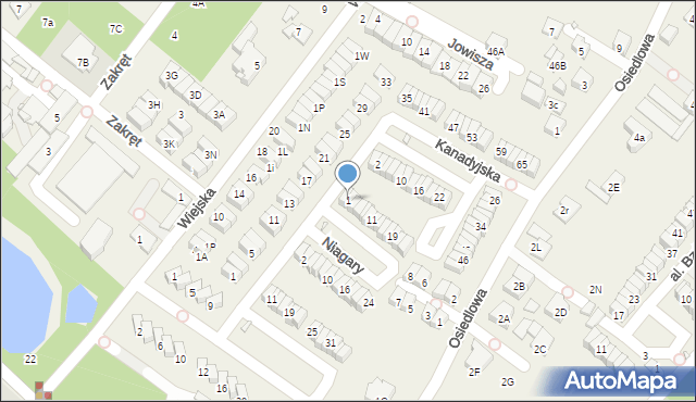 Józefosław, Niagary, 1, mapa Józefosław