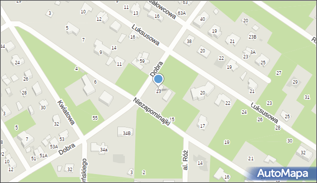 Józefów, Niezapominajki, 13, mapa Józefów